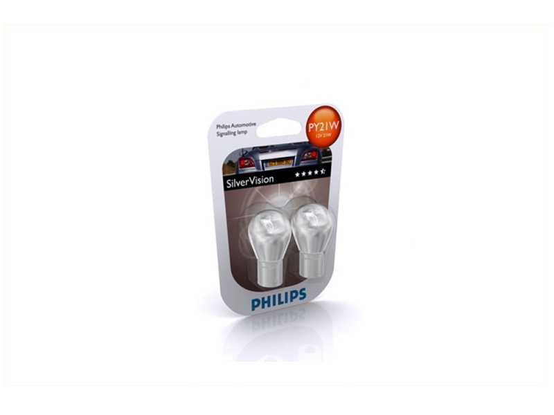 PHILIPS Glühlampe PY21W Silver 21W (2 Stk.) 12496svb2 Kugellampe für YAMAHA Volvo Citroën BAIC SEAT VW Mercedes SMART Skoda RENAULT MITSUBISHI L