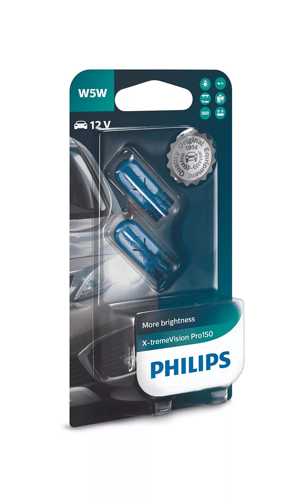 PHILIPS Glühlampe, Umriss-/Begrenzungsleuchte W5W X-tremeVision Pro150 (2 Stk.) 12961xvpb2 Glassockellampe für Citroën DAF Ford BMW BAIC Audi VW LEXU