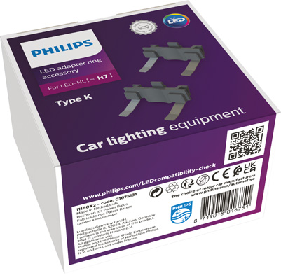 PHILIPS Lampenfassung, Hauptscheinwerfer Adapterring H7 LED type K (2stk.) 11180x2