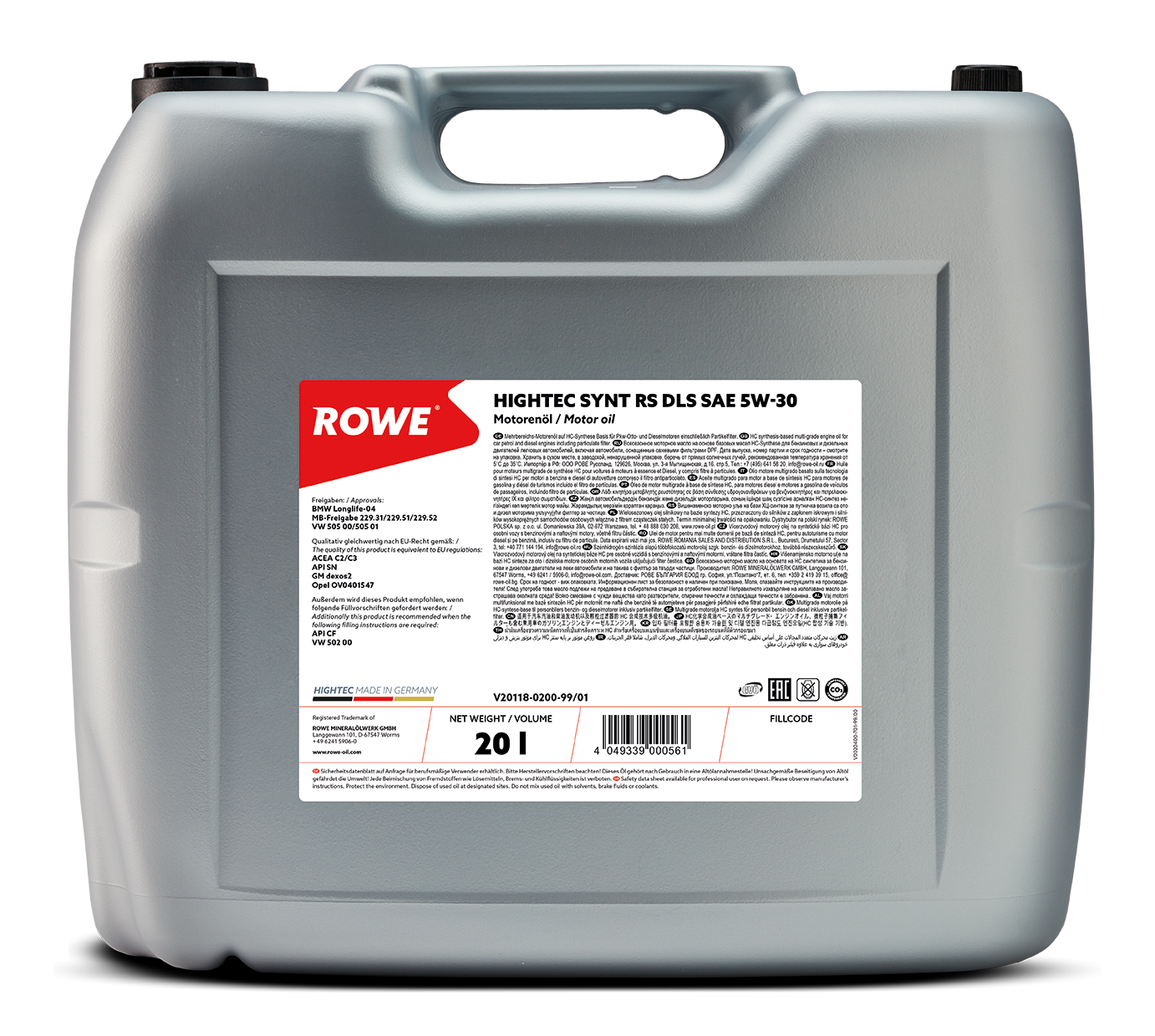 ROWE Motoröl HIGHTEC SYNT RS DLS SAE 5W-30 [20 L] 20118020099 20l