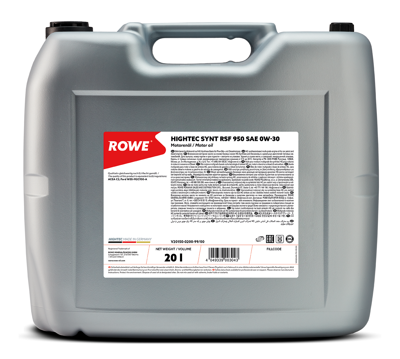ROWE Motoröl HIGHTEC SYNT RSF 950 SAE 0W-30 [20 L] 20150020099 20l