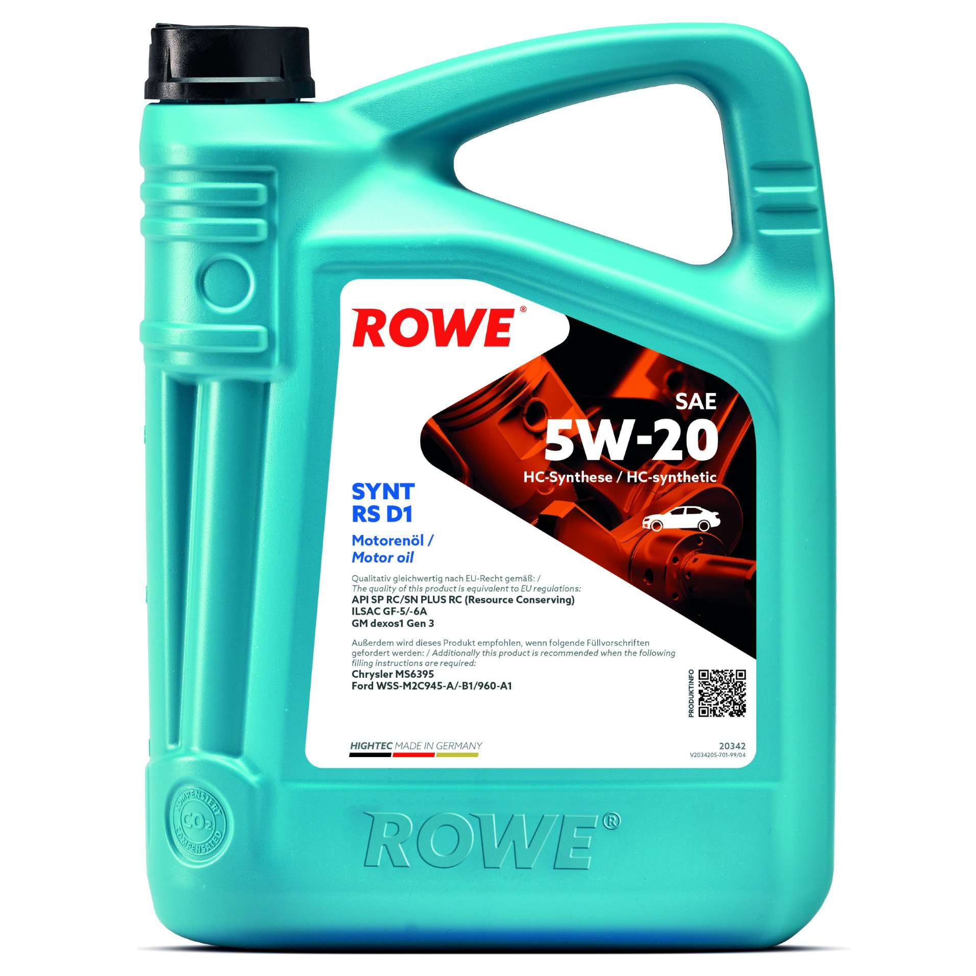 ROWE Motoröl HIGHTEC SYNT RS D1 SAE 5W-20 [5 L] 20342005099 5l