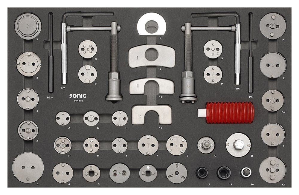 SONIC EQUIPMENT Bremskolben-Rückstellwerkzeugsatz SFS-M 43-tlg. 604302