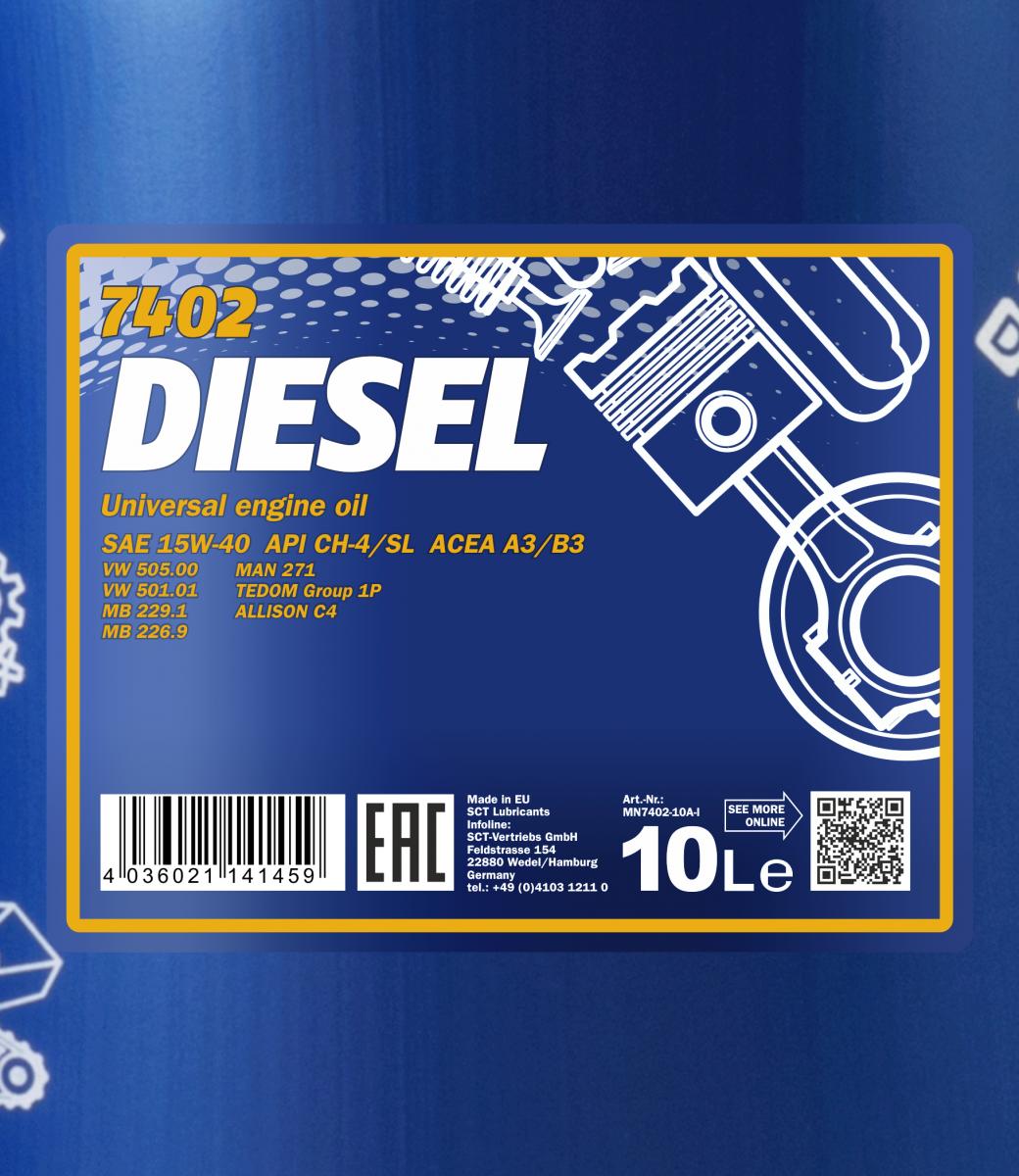 SCT - MANNOL Motoröl Mannol Diesel 15W-40 [10L] mn740210 10l