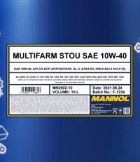 SCT - MANNOL Motorl "Mannol Multifarm STOU 10W-40 [10L] ", Art.-Nr. MN2502-10