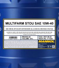 SCT - MANNOL Motorl "Mannol Multifarm STOU 10W-40 [20L] ", Art.-Nr. MN2502-20