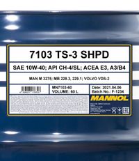 SCT - MANNOL Motor�l "Mannol TS-3 SHPD 10W-40 mineral [60L] ", Art.-Nr. MN7103-60