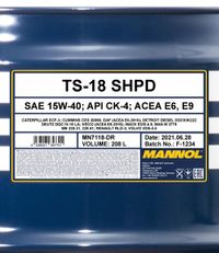 SCT - MANNOL Motor�l "Mannol TS-18 15W-40 CK-4 [208L] ", Art.-Nr. MN7118-DR