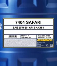 SCT - MANNOL Motor�l "Mannol Safari 20W-50 [7L] ", Art.-Nr. MN7404-7