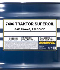 SCT - MANNOL Motorl "Mannol Traktor Superoil 15W-40 [208L] ", Art.-Nr. MN7406-DR
