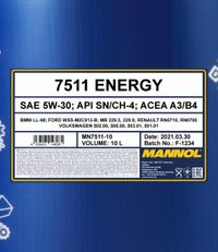 SCT - MANNOL Motor�l "Mannol Energy 5W-30 [10L] ", Art.-Nr. MN7511-10