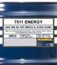 SCT - MANNOL Motorl "Mannol Energy 5W-30 [208L] ", Art.-Nr. MN7511-DR