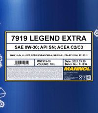 SCT - MANNOL Motorl "Mannol Legend Extra 0W-30 [10L] ", Art.-Nr. MN7919-10