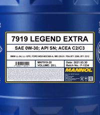 SCT - MANNOL Motorl "Mannol Legend Extra 0W-30 [20L] ", Art.-Nr. MN7919-20