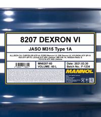 SCT - MANNOL Automatikgetriebel "Mannol ATF Dexron VI [60L] ", Art.-Nr. MN8207-60