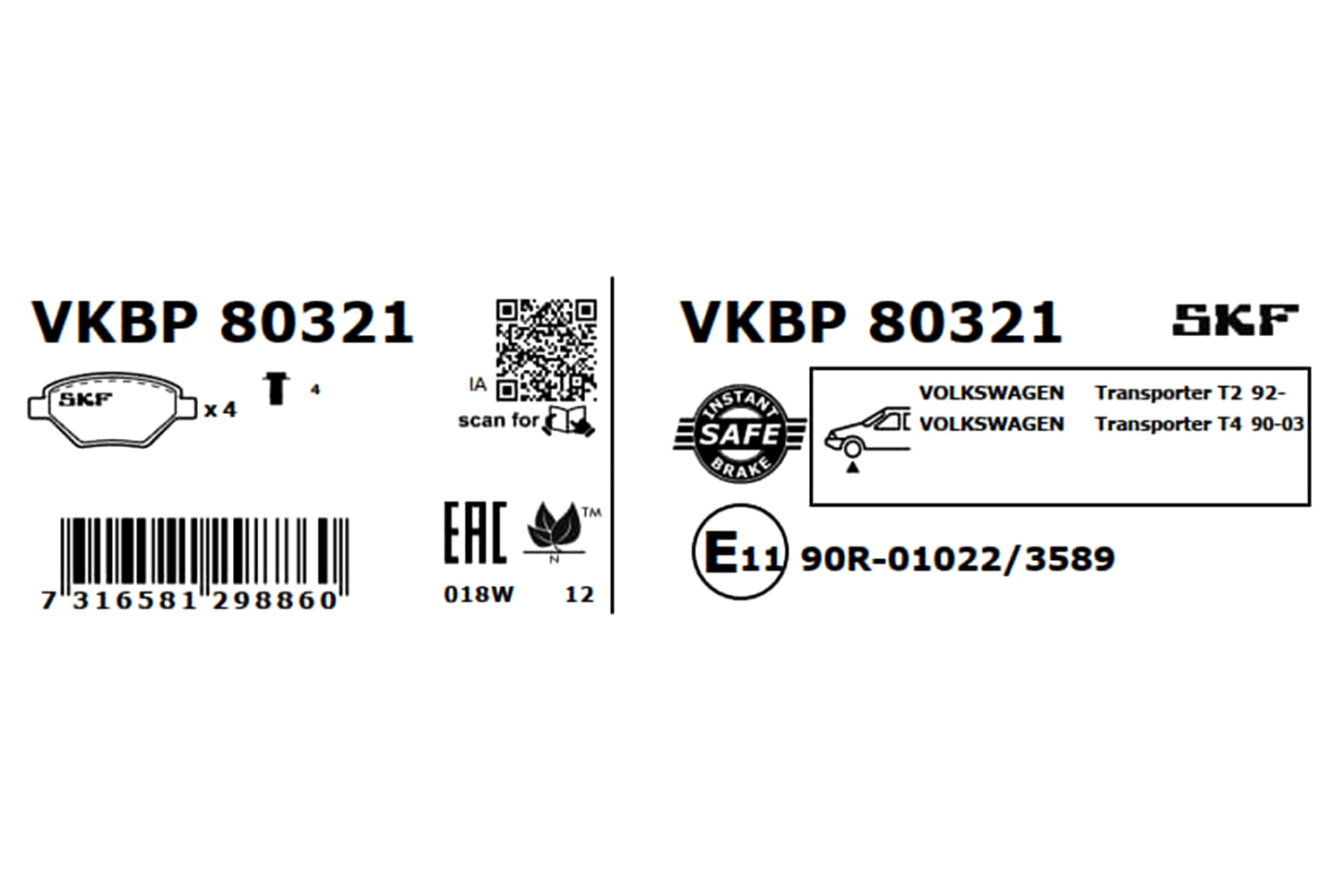SKF Scheibenbremse Bremsbelag VKBP 80321-4er Set - Position Vorderachse Höhe 78 mm Länge 171 mm Breite 131 mm Dicke 18,3 mm - OE Qualität - Bild 7