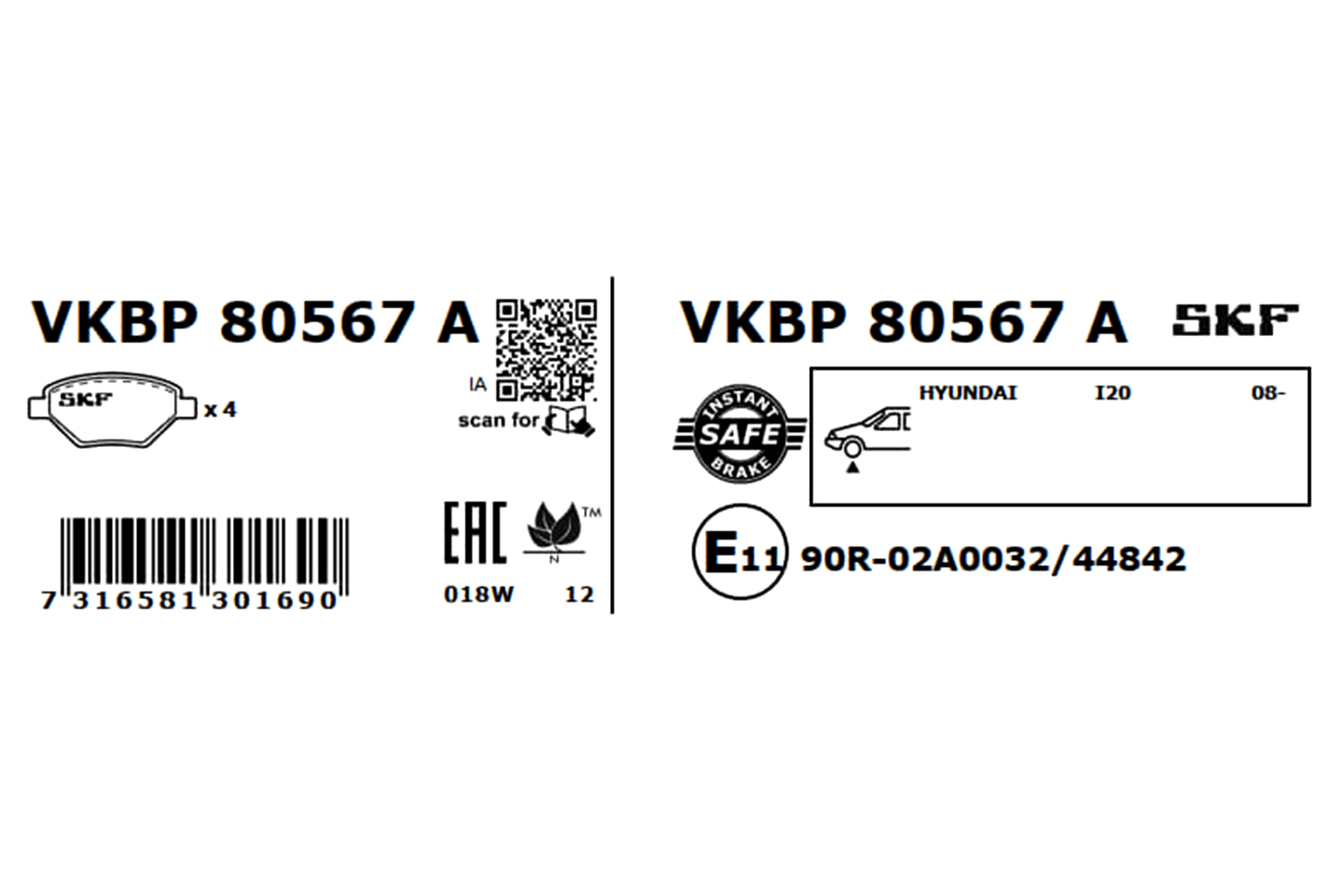 Für SKF VKBP 80567 A Brake pads. HYUNDAI i20 - Bild 6