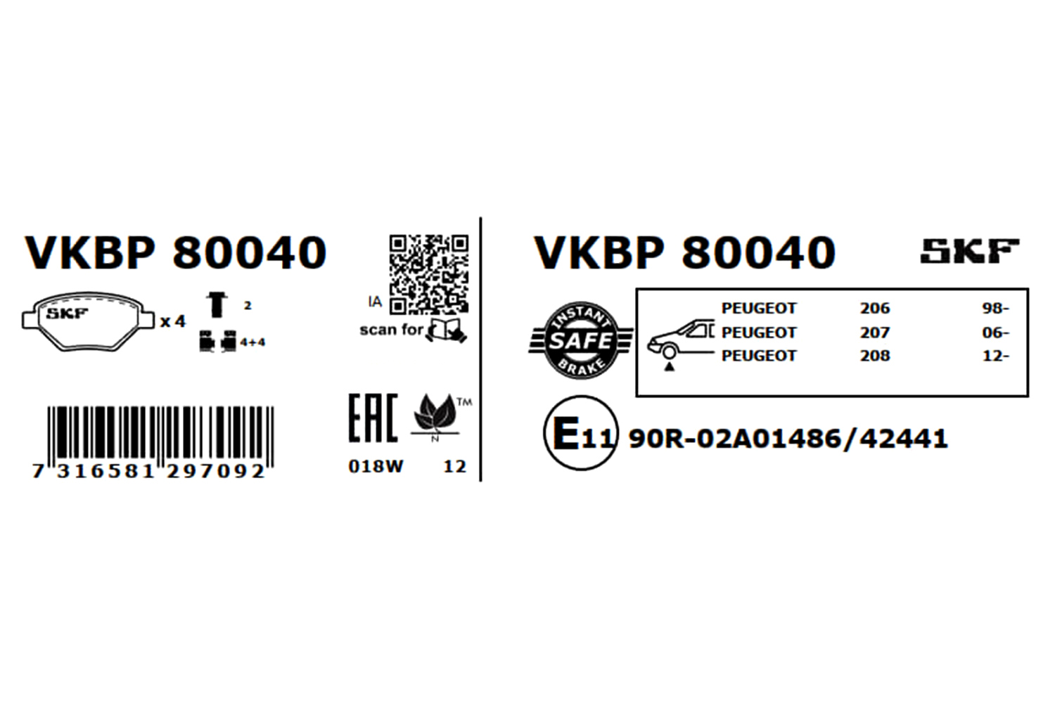 Für SKF VKBP 80040 BRAKE PADS. CITROËN/OPEL/PEUGEOT AMI/BERLINGO I/C2/C3/C3 AIR - Bild 6