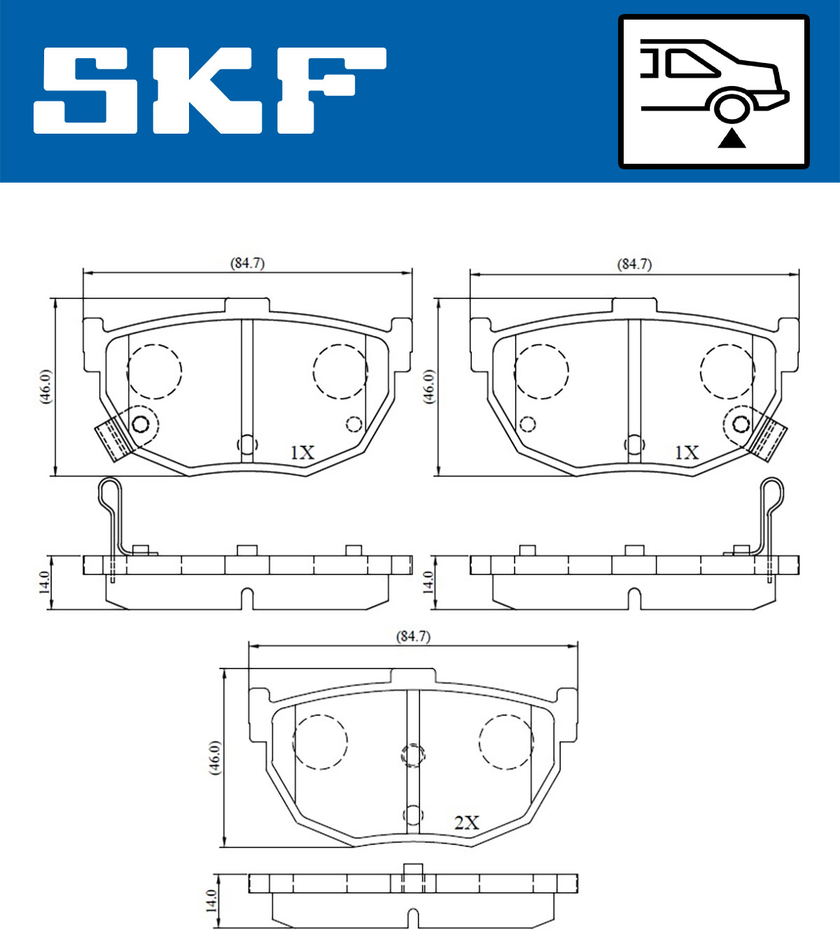 Skf Schwarz Scheibenbremse Bremsbelag Vkbp 90483 A - 4Er Set - Position Hinterachse Höhe 77 Mm Länge 134 Mm Breite 83 Mm Dicke 14 Mm - Oe Qualität - Bild 7