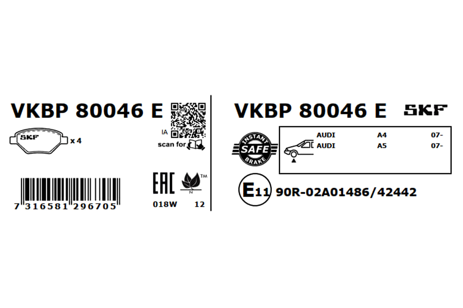 Bremsbeläge VKBP 80046 E SKF für AUDI A5 A5 Sportback A5 Cabriolet A4 Allroad B8 - Bild 6