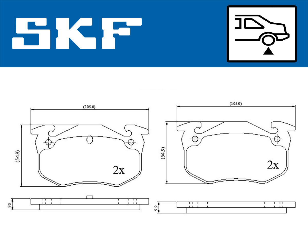 SKF Scheibenbremse Bremsbelag VKBP 90120-4er Set - Position Hinterachse Höhe 77mm Länge 134mm Breite 83mm Dicke 11mm - OE Qualität - Bild 7