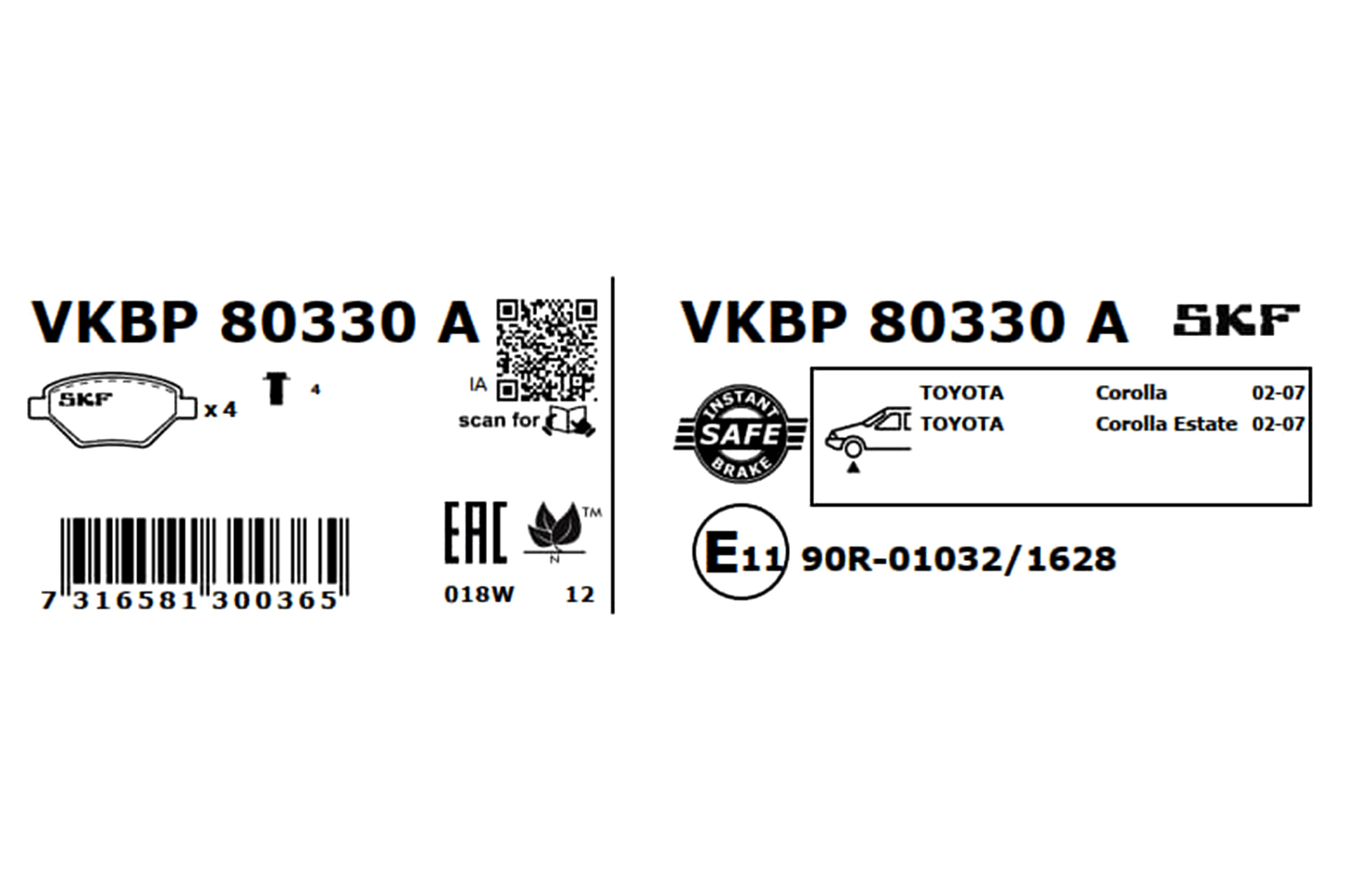 Skf Bremsbelagsatz, Scheibenbremse [Hersteller-Nr. VKBP80330A] für Toyota - Bild 7