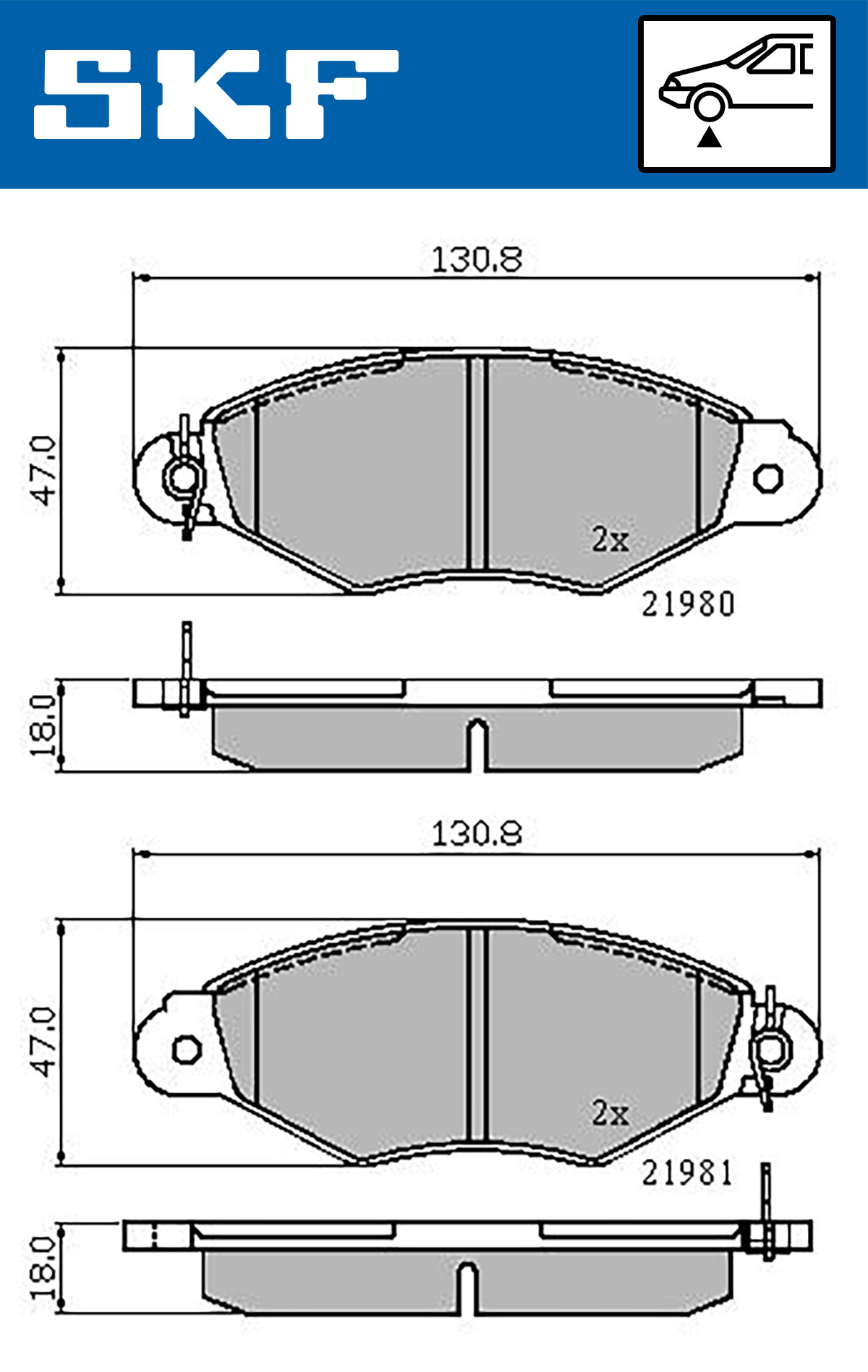 SKF Scheibenbremse Bremsbelag VKBP 80212-4er Set - Position Vorderachse Höhe 77mm Länge 154mm Breite 83mm Dicke 18mm - OE Qualität - Bild 7