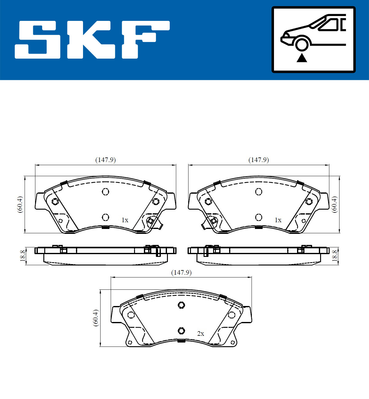 SKF Scheibenbremse Bremsbelag VKBP 80245 A-4er Set - Position Vorderachse Höhe 77 mm Länge 170 mm Breite 81 mm Dicke 18,8 mm - OE Qualität - Bild 7