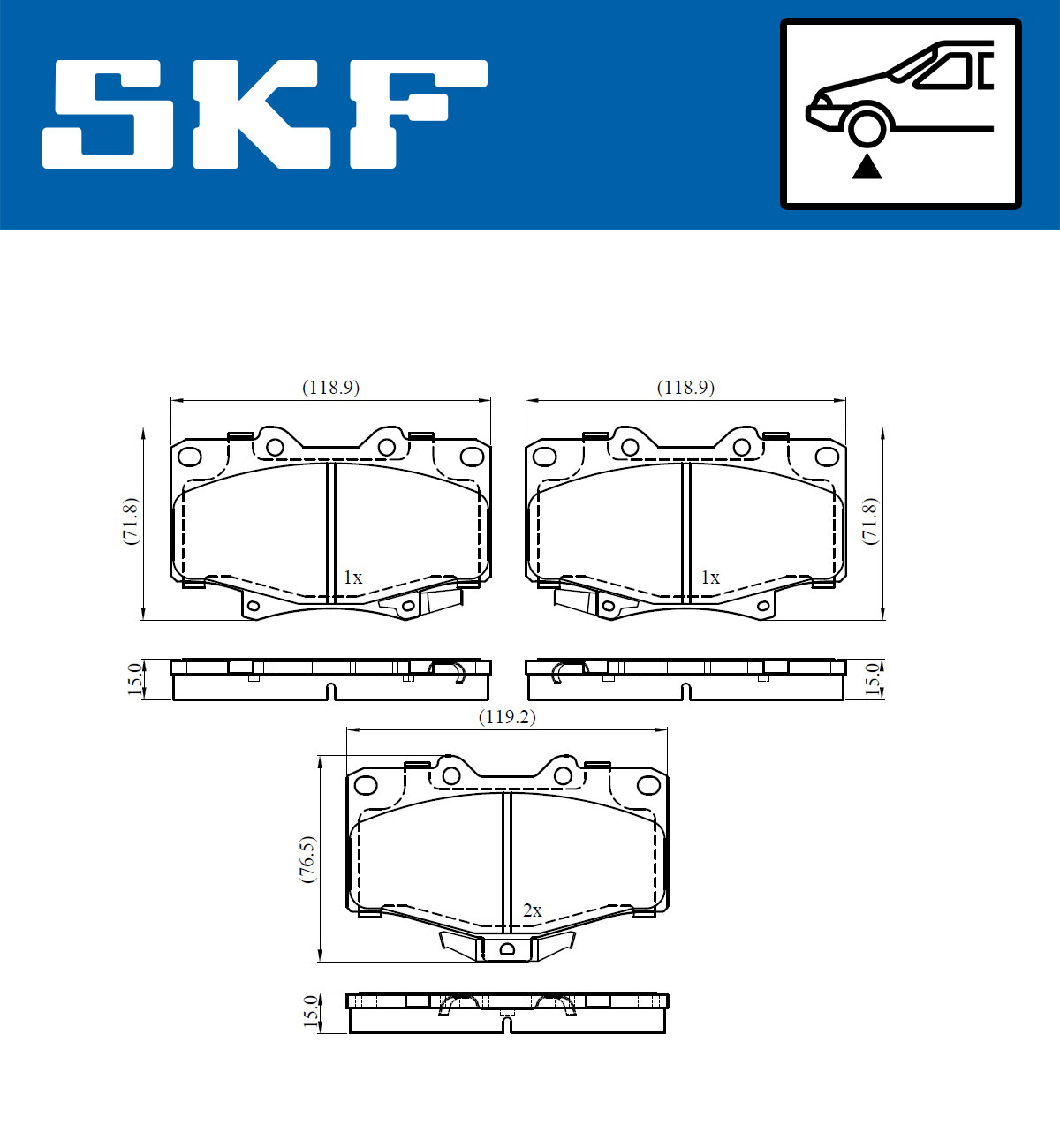 Skf Bremsbelagsatz, Scheibenbremse [Hersteller-Nr. VKBP80537A] für Toyota - Bild 5