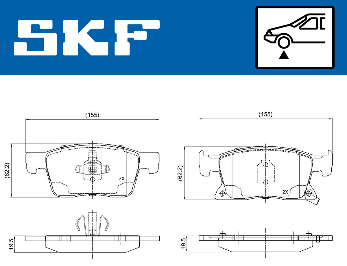 SKF Scheibenbremse Bremsbelag mit Zubehör VKBP 80409 A - 4er Set Position Vorderachse Höhe 78 mm Länge 171 mm Breite 131 mm Dicke 19,5 mm OE Qualität - Bild 6