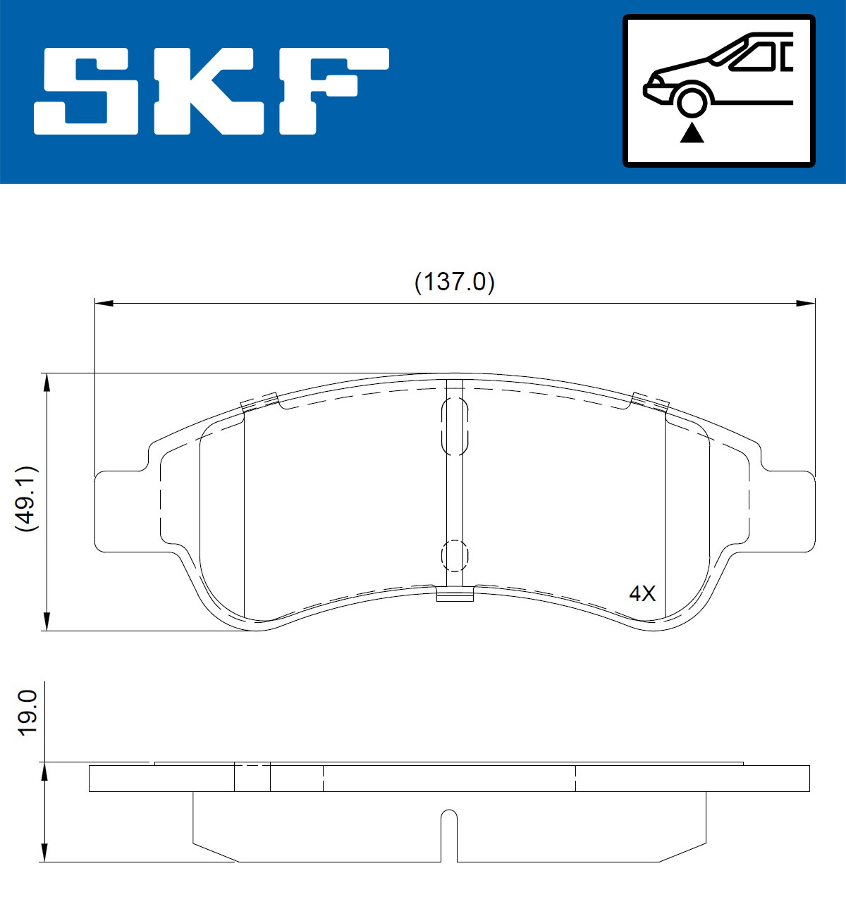 SKF Scheibenbremse Bremsbelag VKBP 80648-4er Set - Position Vorderachse Höhe 77 mm Länge 170 mm Breite 81 mm Dicke 18,5 mm - OE Qualität - Bild 6
