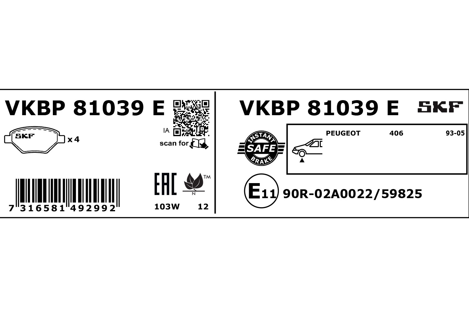Skf Bremsbelagsatz, Scheibenbremse Vkbp 81039 E Für Peugeot - Bild 5