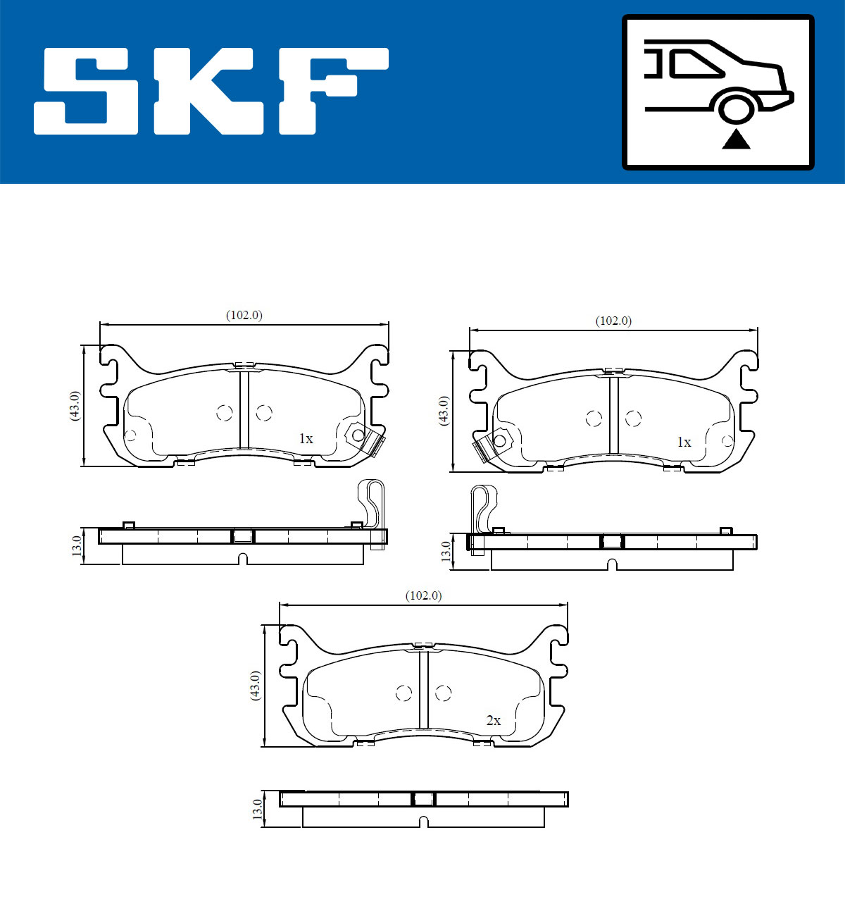 SKF Scheibenbremse Bremsbelag VKBP 91127 A - 4er Set - Position Hinterachse Höhe 77 mm Länge 134 mm Breite 83 mm Dicke 13 mm - OE Qualität - Bild 5