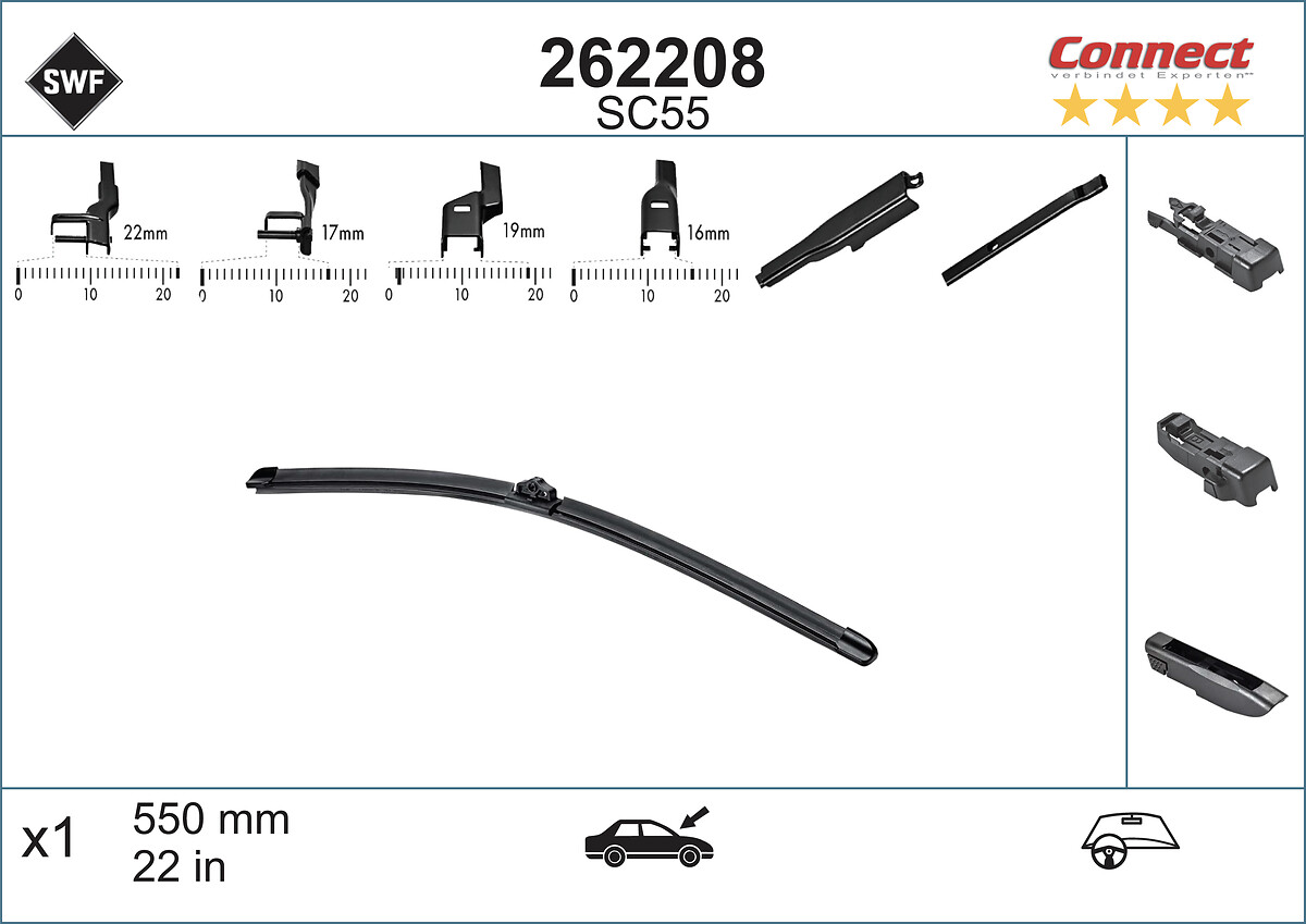 SWF Wischblatt ALTERNATIVE CONNECT 262208 für Citroën Audi RENAULT
