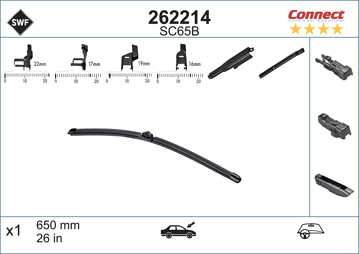 SWF Wischblatt ALTERNATIVE CONNECT 262214 für Citroën Ford Peugeot