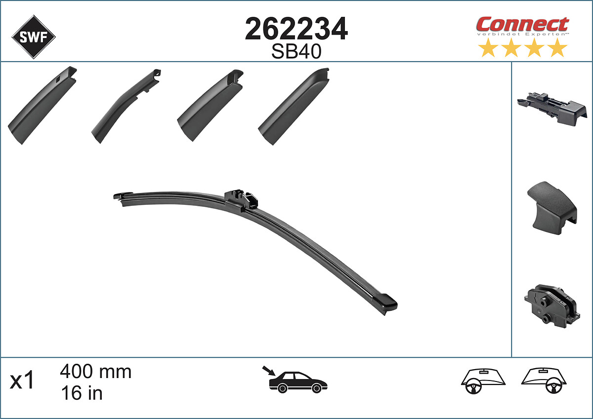 SWF Wischblatt ALTERNATIVE CONNECT REAR 262234 hinten für BMW VW (SVW) Bentley Audi