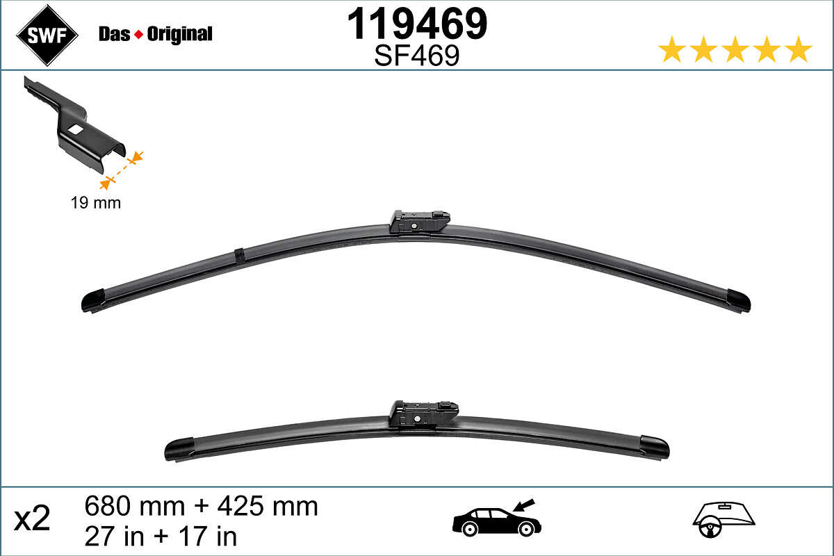 SWF Wischblatt ORIGINAL VISIOFLEX SET 119469 vorne für Opel Tesla JAGUAR