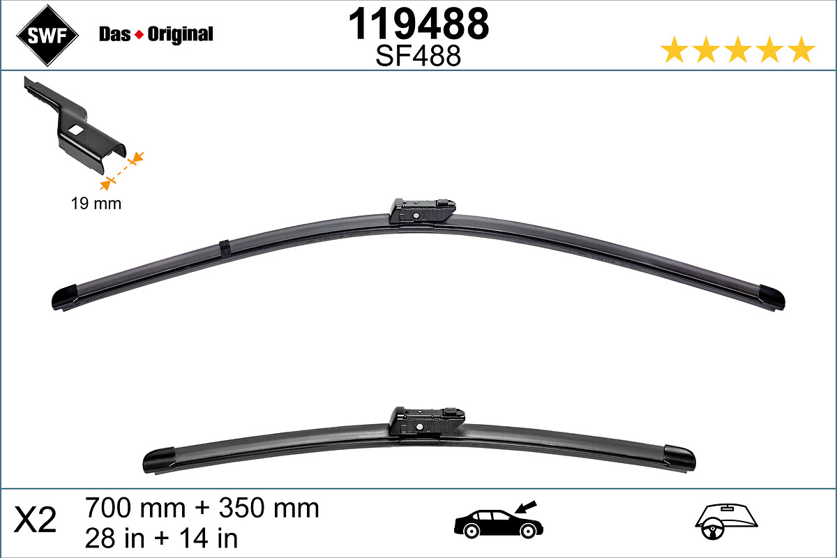 SWF Wischblatt ORIGINAL VISIOFLEX SET 119488 vorne für Ford TOYOTA