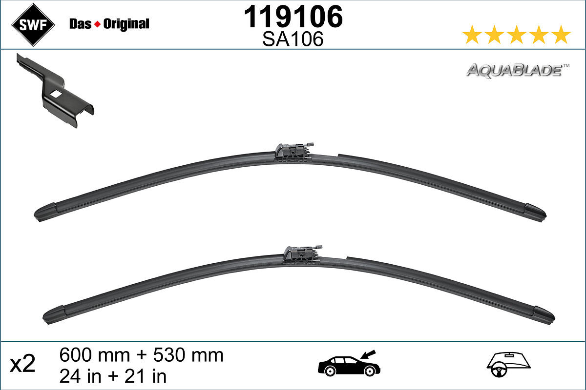 SWF Wischblatt ORIGINAL VISIOFLEX AQUABLADE 119106 vorne für Mercedes