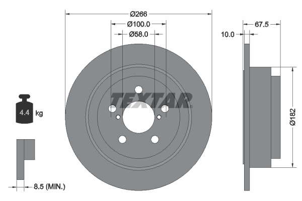 Textar Bremsscheibe 92082000 266Mm 10Mm Für Saab Subaru