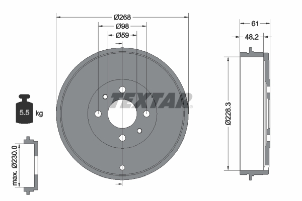 Textar Bremstrommel 94014000 Für Fiat Alfa Romeo