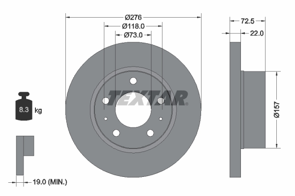 Textar Bremsscheibe 93104603 276Mm 22Mm Für Iveco