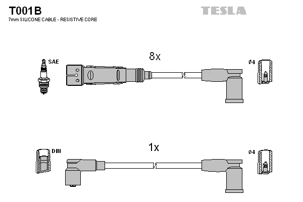 Tesla Zündleitungssatz t001b für Mercedes