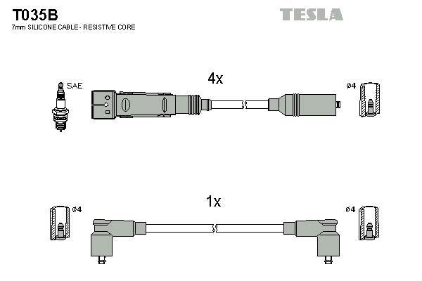 Tesla Zündleitungssatz t035b für VW