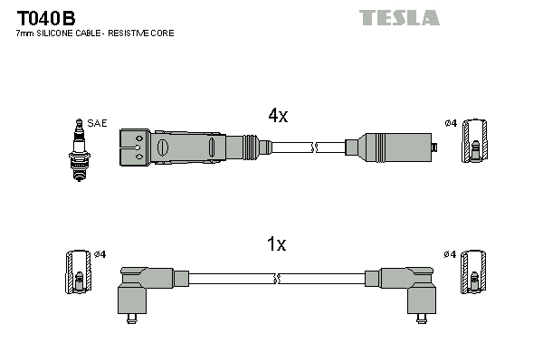 Tesla Zündleitungssatz t040b