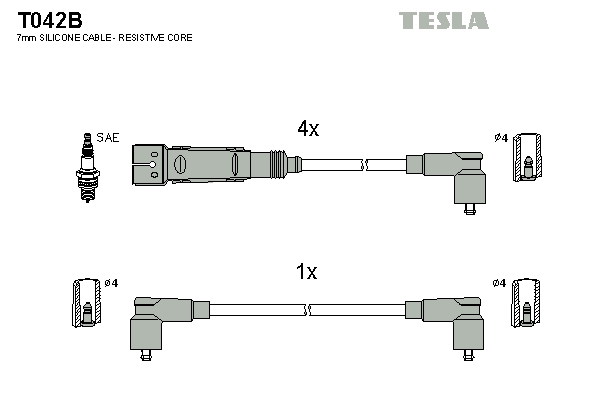 Tesla Zündleitungssatz t042b für VW