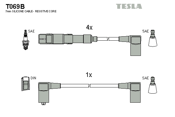 Tesla Zündleitungssatz t069b für Mercedes