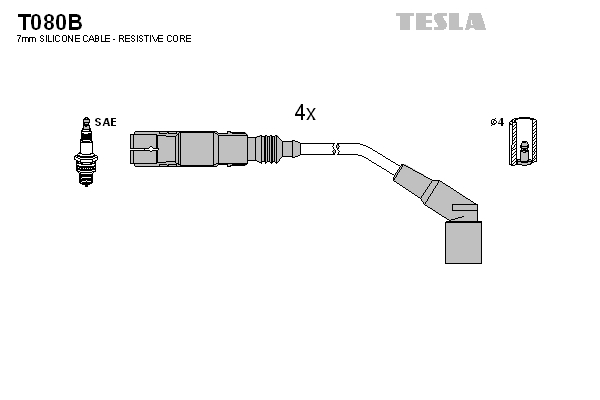Tesla Zündleitungssatz t080b