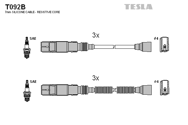 Tesla Zündleitungssatz t092b für SMART
