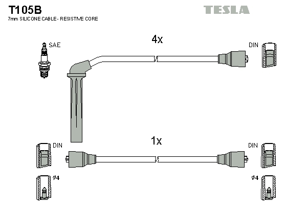 Tesla Zündleitungssatz t105b für SAAB